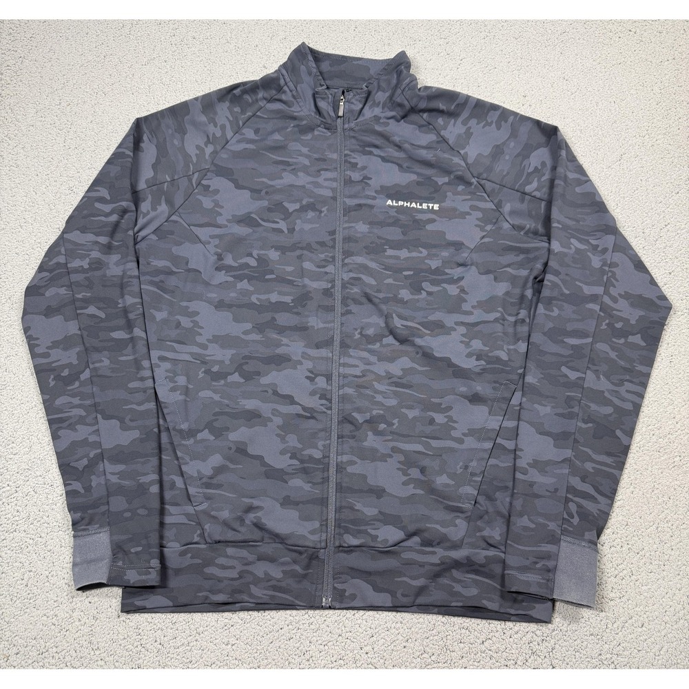 Alphalete Track Jacket Mens Large Blue Camo Full Zip Lightweight Athletic Gym